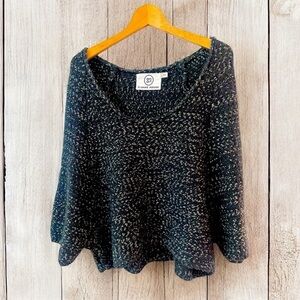 Sloane Rouge Dolan Cropped Metallic Knit Pullover Shrug Sweater